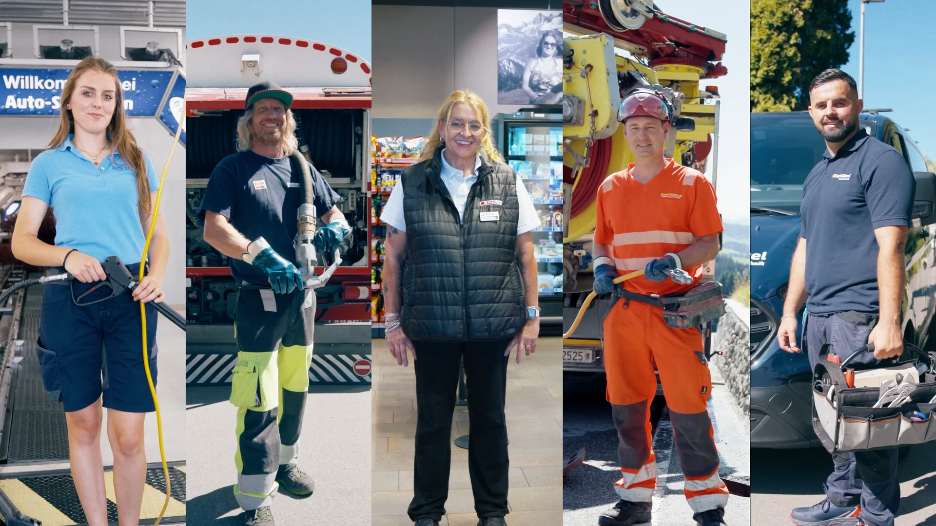 Mitarbeitende der Osterwalder Gruppe: Auto-SPA, Osterwalder, SPAR express Shop, Kanal-Frisch AG und Hablützel AG